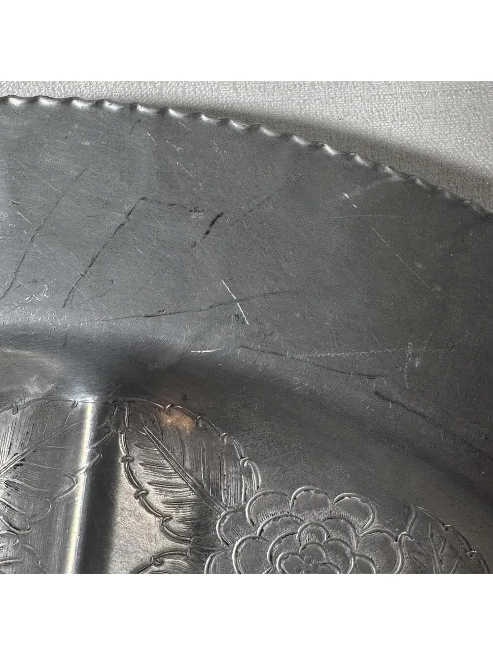 Vintage Divided Silver Tray Aluminum‎ Lehman Hand Forged Flower Leaves Hammered